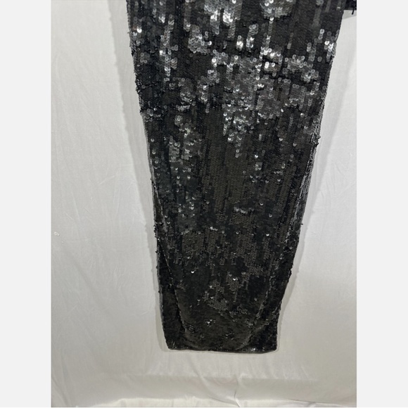 NEW $498 Mac Duggal [ 12 ] Sequin‎ One Shoulder Long sleev Column Gown Black - Picture 14 of 14